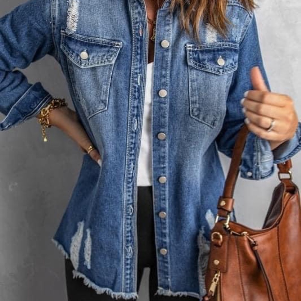Distressed denim jacket/shirt
